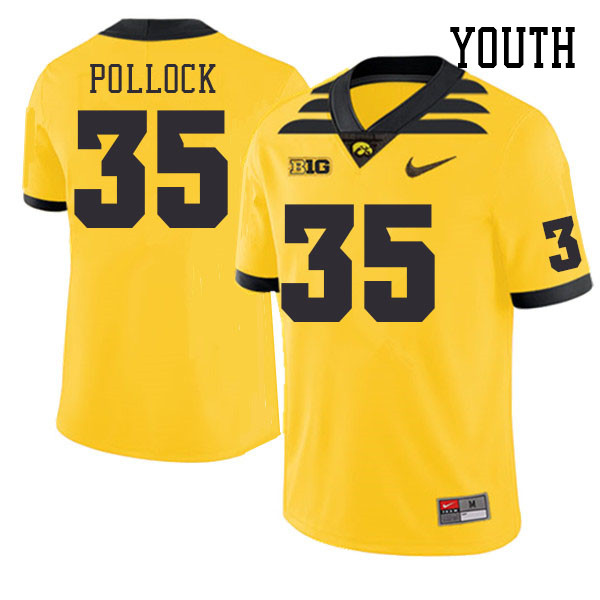 Youth #35 Tanner Pollock Iowa Hawkeyes College Football Jerseys Stitched Sale-Gold